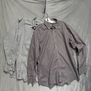 Lot 2 Proper Cloth Shirt Mens Medium Check Plaid Long Sleeve Cotton Casual